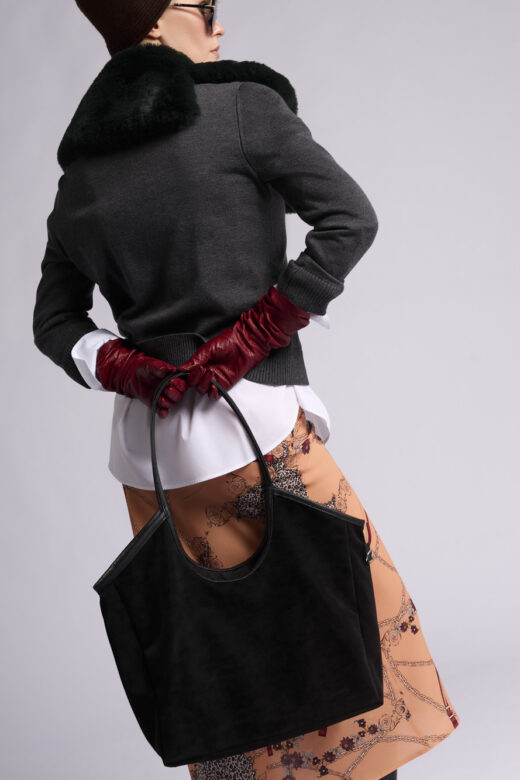 Сумка-шоппер замшевая: А078 (Черный)