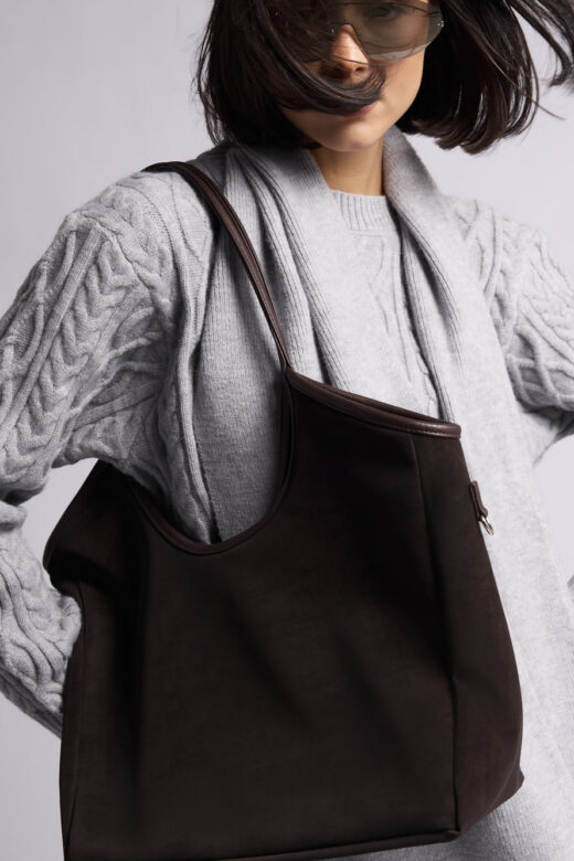 Сумка-шоппер замшевая: А078 (Темно-коричневый)