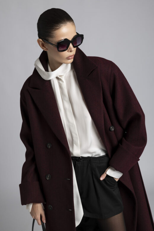 Пальто: К763-13 (Елочка бордовая 224)