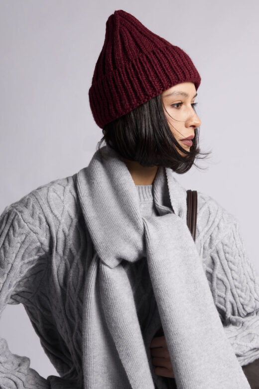 Шапка вязаная: Н186 (Бордовый-1)