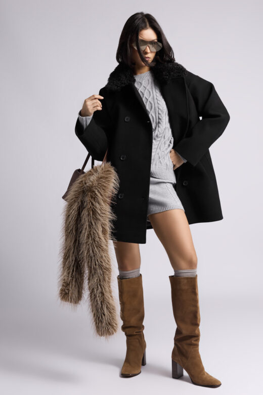 Пальто: О053-8-52 (Черный)