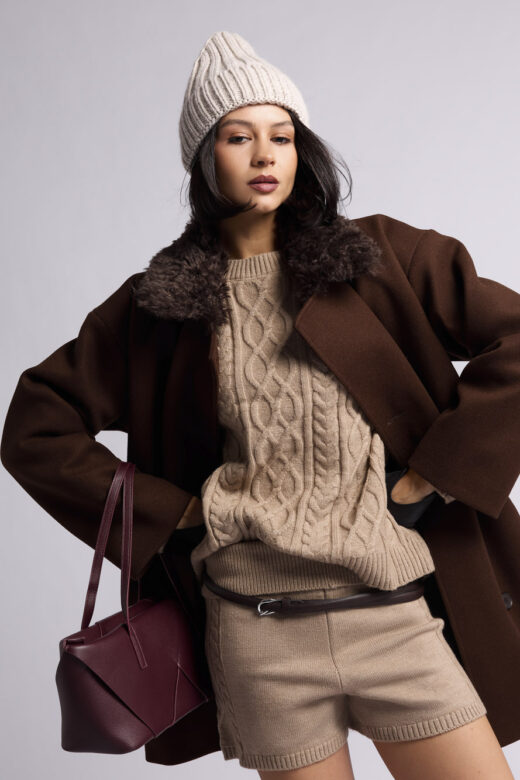 Пальто: О053-8-52 (Коричневый)