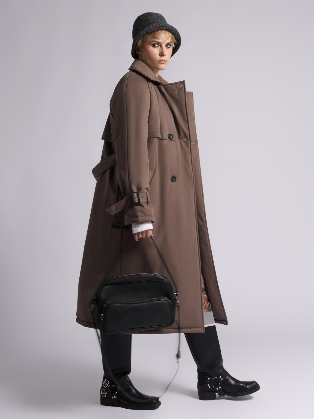 Пальто: В247-11-43 (Темно-бежевый 17-0909) — изображение 3