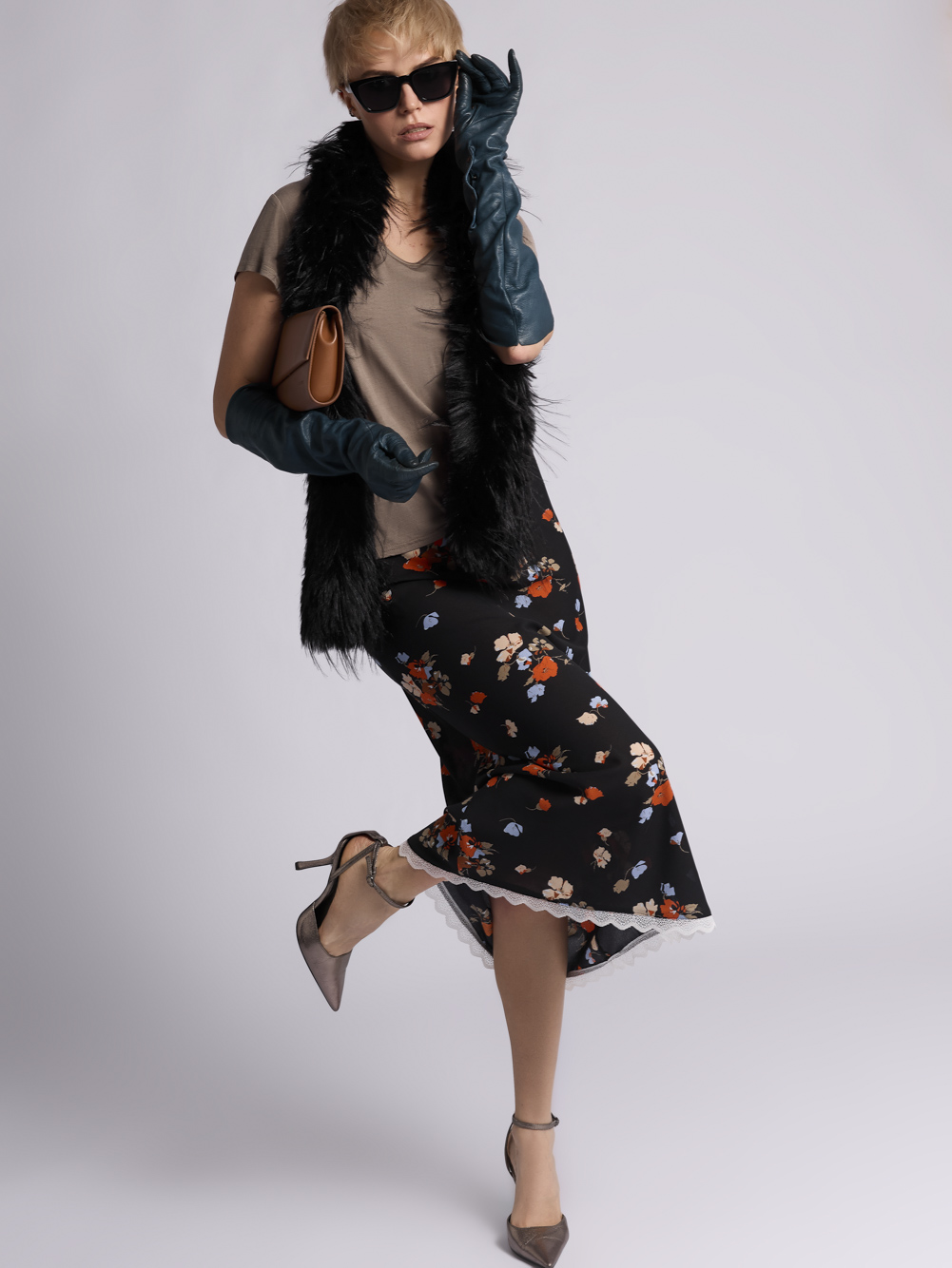 Юбка: Ю008-85 (Оранжевые цветы)